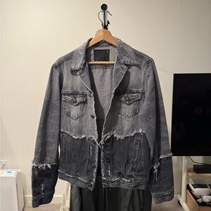R13 Distressed Black Denim Jacket